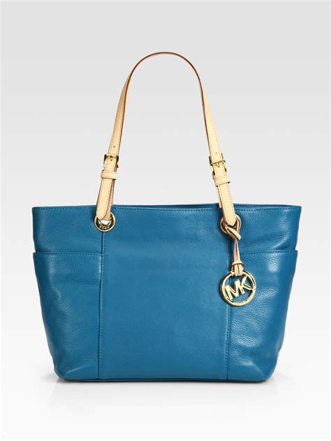 michael kors top zip turquoise bags